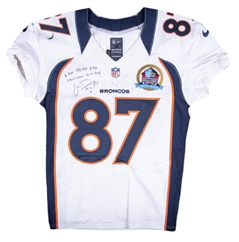 2012 Eric Decker Game Used & Signed Denver Broncos Road Jersey Photo Matched To 12/16/2012 (Broncos COA & Panini)